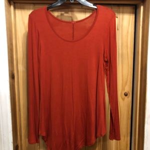 Burnt orange asymmetrical soft tunic